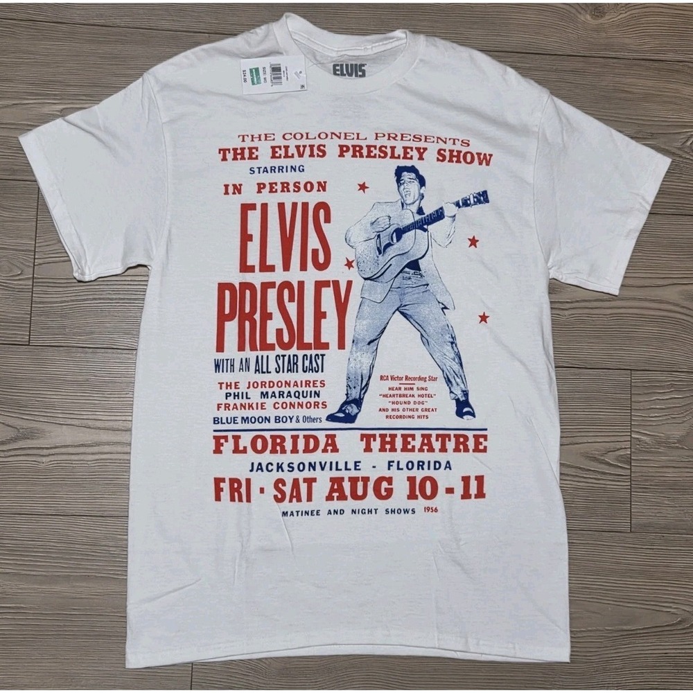 Elvis Presley Unisex Adult Medium T-Shirt Graphic Tee White Brand New! NWT